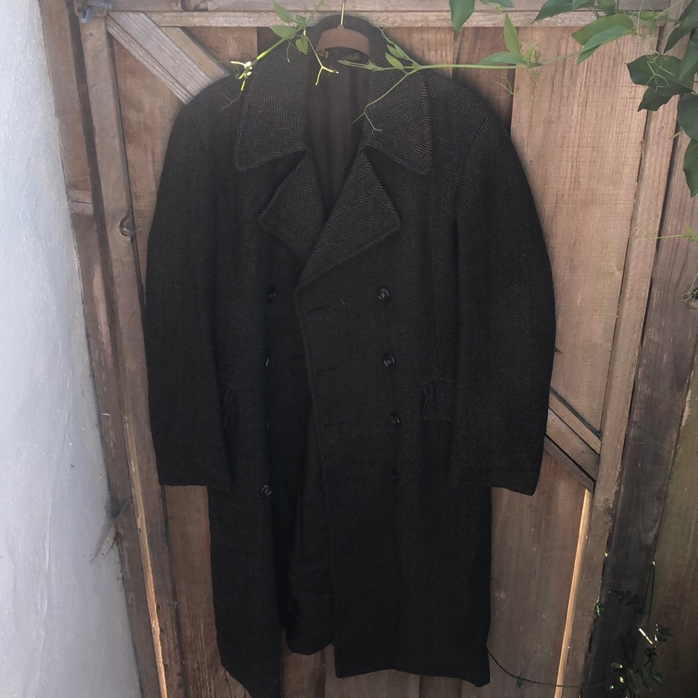 Made in England Herringbone wool coat